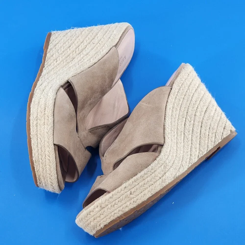 KATE SPADE Tropez Suede Espadrille Platform Wedge Heel Sandals